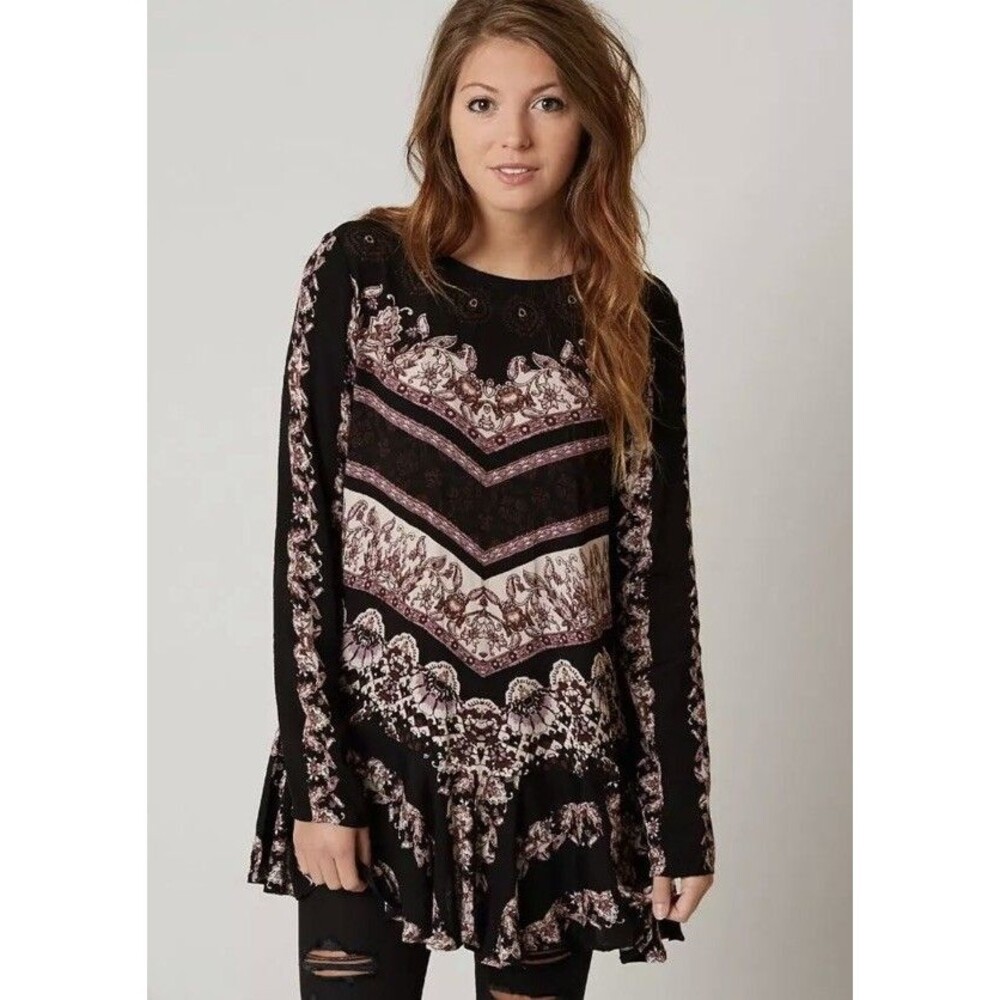 Free People Size S Oversize Boho Smooth Talker Tunic Blouse Festival Boho Grunge